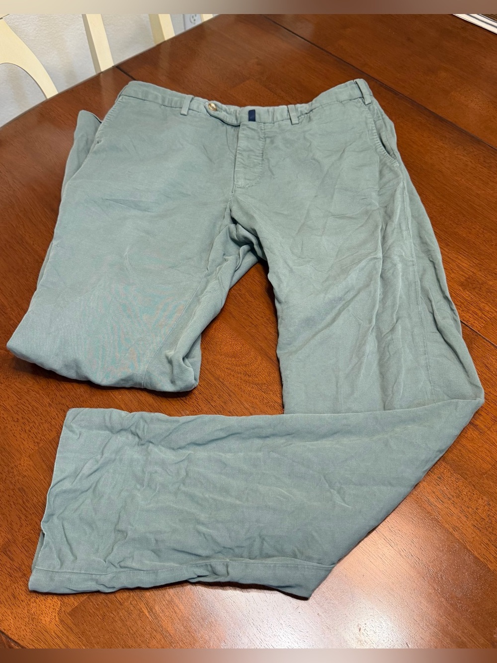 Incotex Slowear Chinolino Mens Green Linen Cotton Trousers Chino Pants 34x32